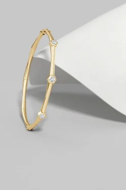 Natori Bracelets|Indochine-Indochine 14k 3-Diamond Bamboo Hinged Bracelet