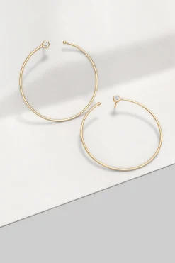 Natori Earrings|Indochine-Indochine 14k Giant Diamond Side-Facing Open Hoop Earrings