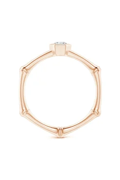 Natori Rings|Indochine-Indochine 14k Hex Frame Diamond Solitaire Bamboo Ring