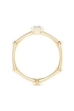 Natori Rings|Indochine-Indochine 14k Hex Frame Diamond Solitaire Bamboo Ring