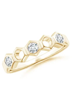 Natori Rings|Indochine-Indochine 14k Hexagon Alternating 3-Diamond Ring