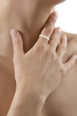 Natori Rings|Indochine-Indochine 14k Hexagon Alternating 3-Diamond Ring