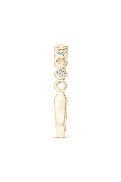 Natori Rings|Indochine-Indochine 14k Hexagon Alternating 5-Diamond Ring