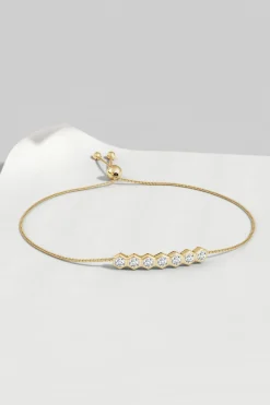 Natori Bracelets|Indochine-Indochine 14k 7-Hexagon Diamond Bar Bolo Bracelet