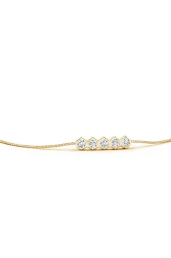 Natori Bracelets|Indochine-Indochine 14k 5-Hexagon Diamond Bar Bolo Bracelet