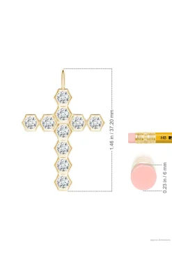 Natori Necklaces|Indochine-Indochine 14k Hexagon Diamond Cross Pendant Necklace