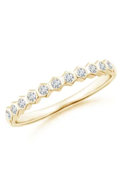 Natori Rings|Indochine-Indochine 14k Hexagon 11-Diamond Stacking Ring