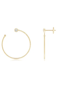 Natori Earrings|Indochine-Indochine 14k Small Diamond Side-Facing Open Hoop Earrings