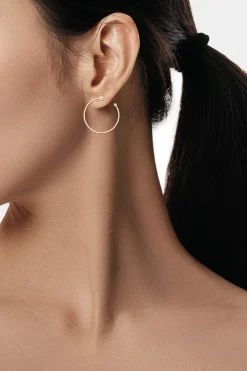 Natori Earrings|Indochine-Indochine 14k Small Diamond Side-Facing Open Hoop Earrings