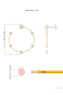 Natori Earrings|Indochine-Indochine 14k Small 6-Diamond Side-Facing Open Hoop Earrings