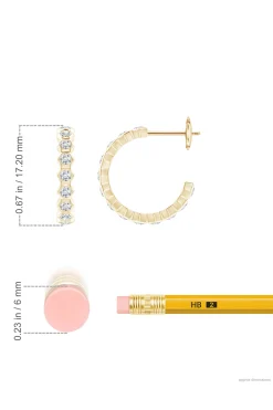 Natori Earrings|Indochine-Indochine 14k Small Stacked Hexagon Diamond J-Hoop Earrings