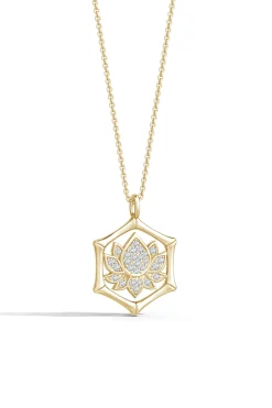 Natori Necklaces|Indochine-Indochine Spirit 14k Bamboo Frame Lotus Diamond Pendant Necklace