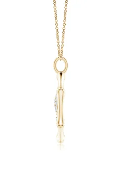 Natori Necklaces|Indochine-Indochine Spirit 14k Bamboo Frame Lotus Diamond Pendant Necklace
