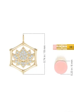 Natori Necklaces|Indochine-Indochine Spirit 14k Bamboo Frame Lotus Diamond Pendant Necklace