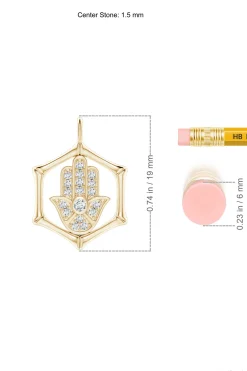 Natori Necklaces|Indochine-Indochine Spirit 14k Bamboo Frame Hamsa Diamond Pendant Necklace