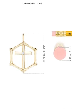 Natori Necklaces|Indochine-Indochine Spirit 14k Bamboo Frame Cross Diamond Pendant Necklace
