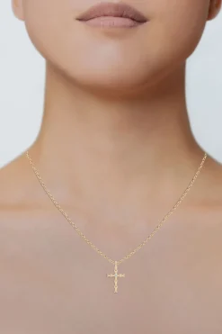 Natori Necklaces|Indochine-Indochine Spirit 14k Bamboo Cross Diamond Pendant Necklace