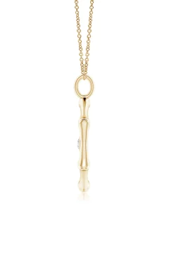 Natori Necklaces-Indochine Spirit 14k Evil Eye Bamboo Hexagon Frame Diamond Necklace