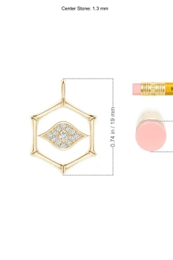 Natori Necklaces-Indochine Spirit 14k Evil Eye Bamboo Hexagon Frame Diamond Necklace