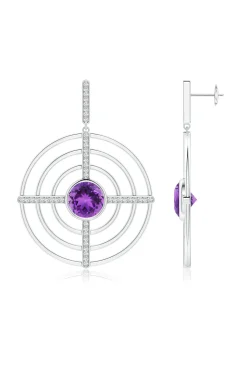 Natori Earrings|Infinity-Infinity Concentric Circle 14K Gold And Amethyst Earrings