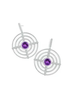 Natori Earrings|Infinity-Infinity Concentric Circle 14K Gold And Amethyst Earrings