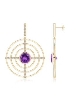 Natori Earrings|Infinity-Infinity Concentric Circle 14K Gold And Amethyst Earrings
