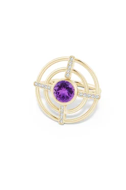 Natori Rings|Infinity-Infinity Concentric Circle 14K Gold And Amethyst Ring