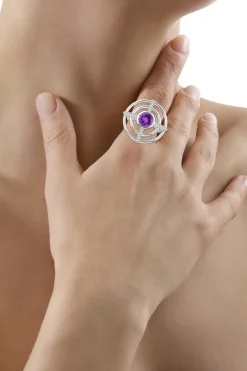 Natori Rings|Infinity-Infinity Concentric Circle 14K Gold And Amethyst Ring