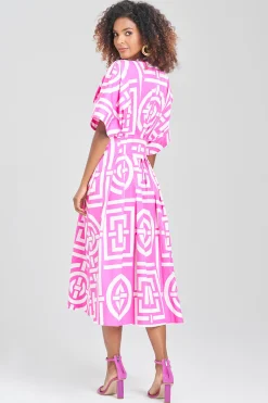 Natori Dresses|Wedding Guest Dresses-Infinity Cotton Poplin Mandarin Dress