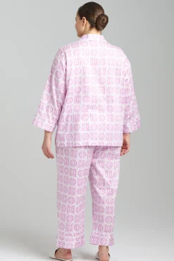 Natori Plus Sizes|Pajama Sets-Infinity Cotton Sateen Notch PJ