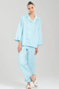 Natori Plus Sizes|Pajama Sets-Infinity Cotton Sateen Notch PJ