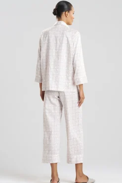 Natori Plus Sizes|Pajama Sets-Infinity Cotton Sateen Notch PJ