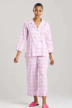 Natori Plus Sizes|Pajama Sets-Infinity Cotton Sateen Notch PJ