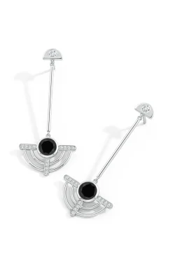 Natori Earrings|Infinity-Infinity Half Concentric 14K Gold And Black Onyx Dangle Earrings