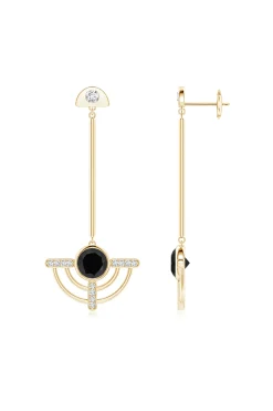 Natori Earrings|Infinity-Infinity Half Concentric 14K Gold And Black Onyx Dangle Earrings