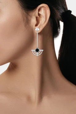 Natori Earrings|Infinity-Infinity Half Concentric 14K Gold And Black Onyx Dangle Earrings