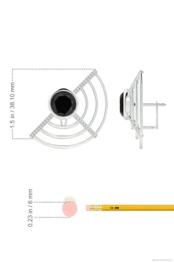 Natori Earrings|Infinity-Infinity Half Concentric Circle 14K Gold And Black Onyx Button Studs