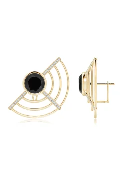 Natori Earrings|Infinity-Infinity Half Concentric Circle 14K Gold And Black Onyx Button Studs