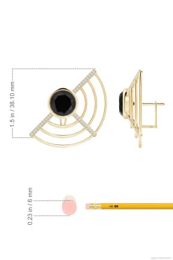 Natori Earrings|Infinity-Infinity Half Concentric Circle 14K Gold And Black Onyx Button Studs