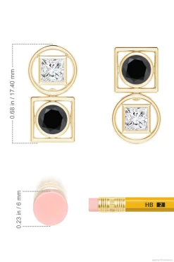 Natori Earrings|Infinity-Infinity 14K Gold With Black & White Diamond Two Stone Studs