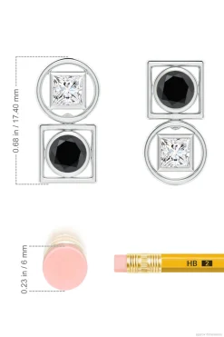 Natori Earrings|Infinity-Infinity 14K Gold With Black & White Diamond Two Stone Studs
