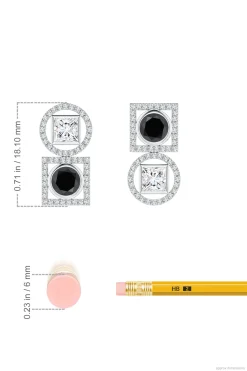 Natori Earrings|Infinity-Infinity 14K Gold With Black & White Diamond Two Stone Earrings