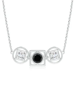 Natori Necklaces|Infinity-Infinity 14K Gold With Black & White Diamond Three Stone Necklace
