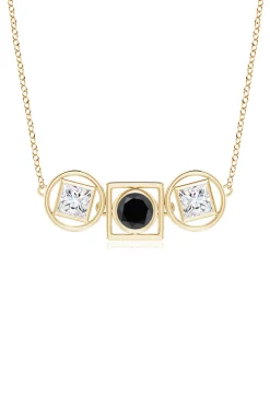 Natori Necklaces|Infinity-Infinity 14K Gold With Black & White Diamond Three Stone Necklace