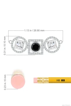 Natori Necklaces|Infinity-Infinity 14K Gold With Black & White Diamond Three Stone Halo Necklace