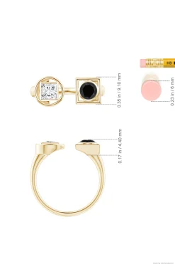 Natori Rings|Infinity-Infinity 14K Gold With Black & White Diamond Two Stone Open Ring