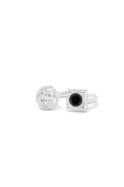 Natori Rings|Infinity-Infinity 14K Gold With Black & White Diamond Two Stone Open Ring