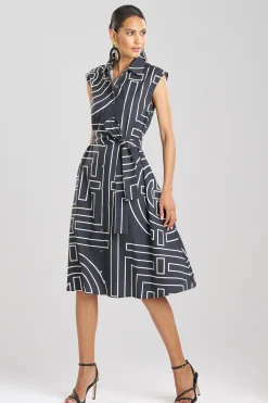 Natori Dresses-Infinity Printed Cotton Poplin Trapeze Shirtdress