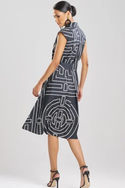 Natori Dresses-Infinity Printed Cotton Poplin Trapeze Shirtdress