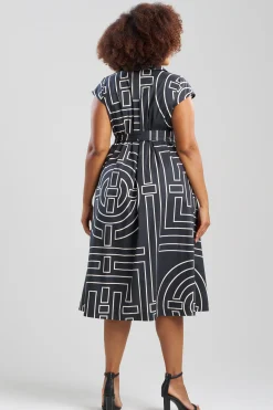 Natori Dresses-Infinity Printed Cotton Poplin Trapeze Shirtdress